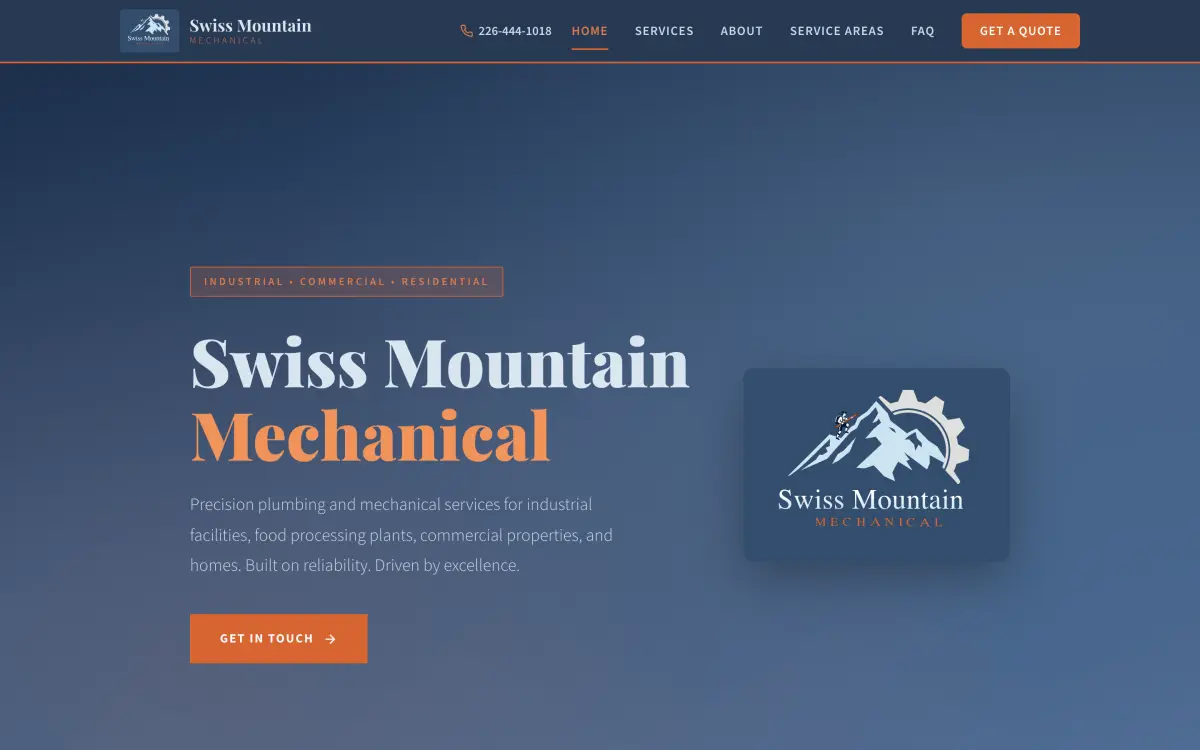 Plumbing and mechanical contractor website
