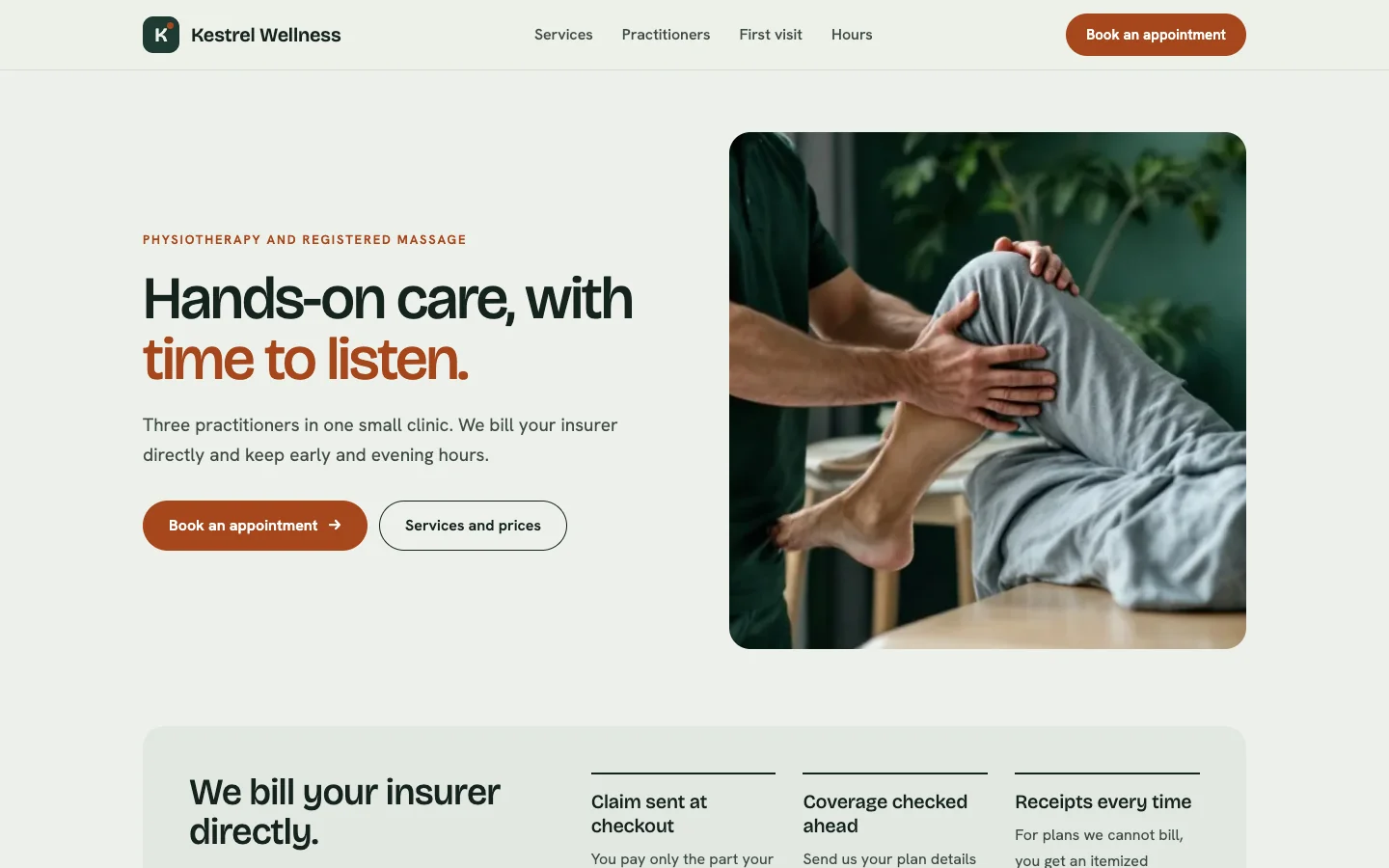 Kestrel Wellness clinic homepage